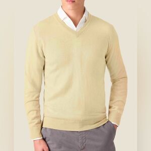 Serrana's by Peru Unlimited V-neck Pullover Sweater In Light Yellow Size XL